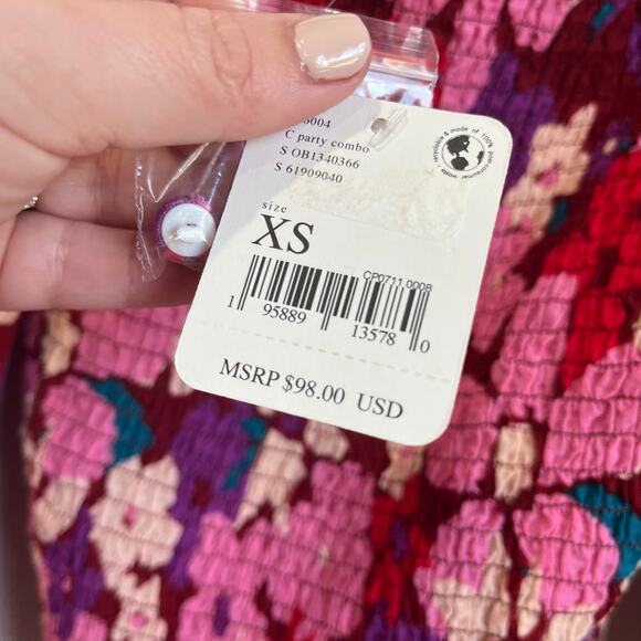 NWT FREE PEOPLE Ariana Floral Cottagecore Printed Top long sleeves cuffed Sz XS - Picture 9 of 12